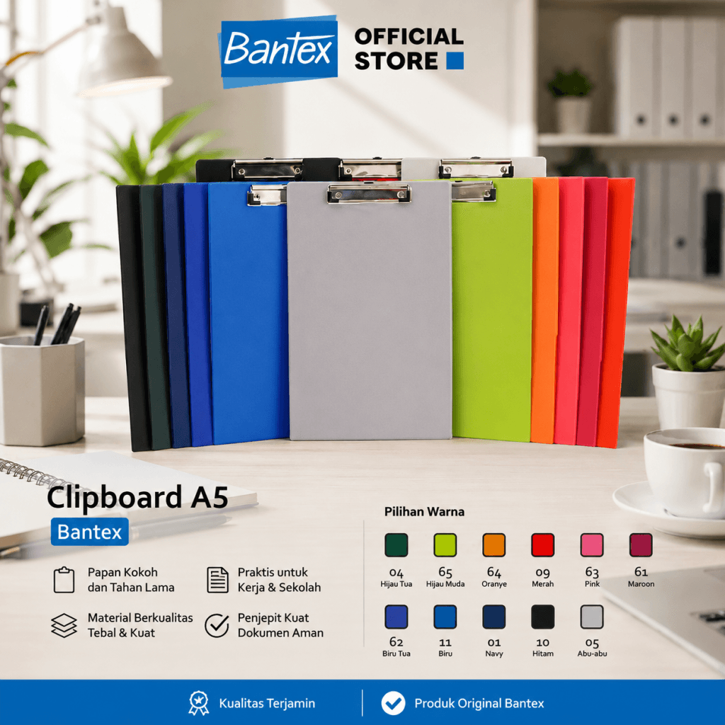 Bantex Clipboard / Papan Jalan / Papan Ujian A5 - 4206