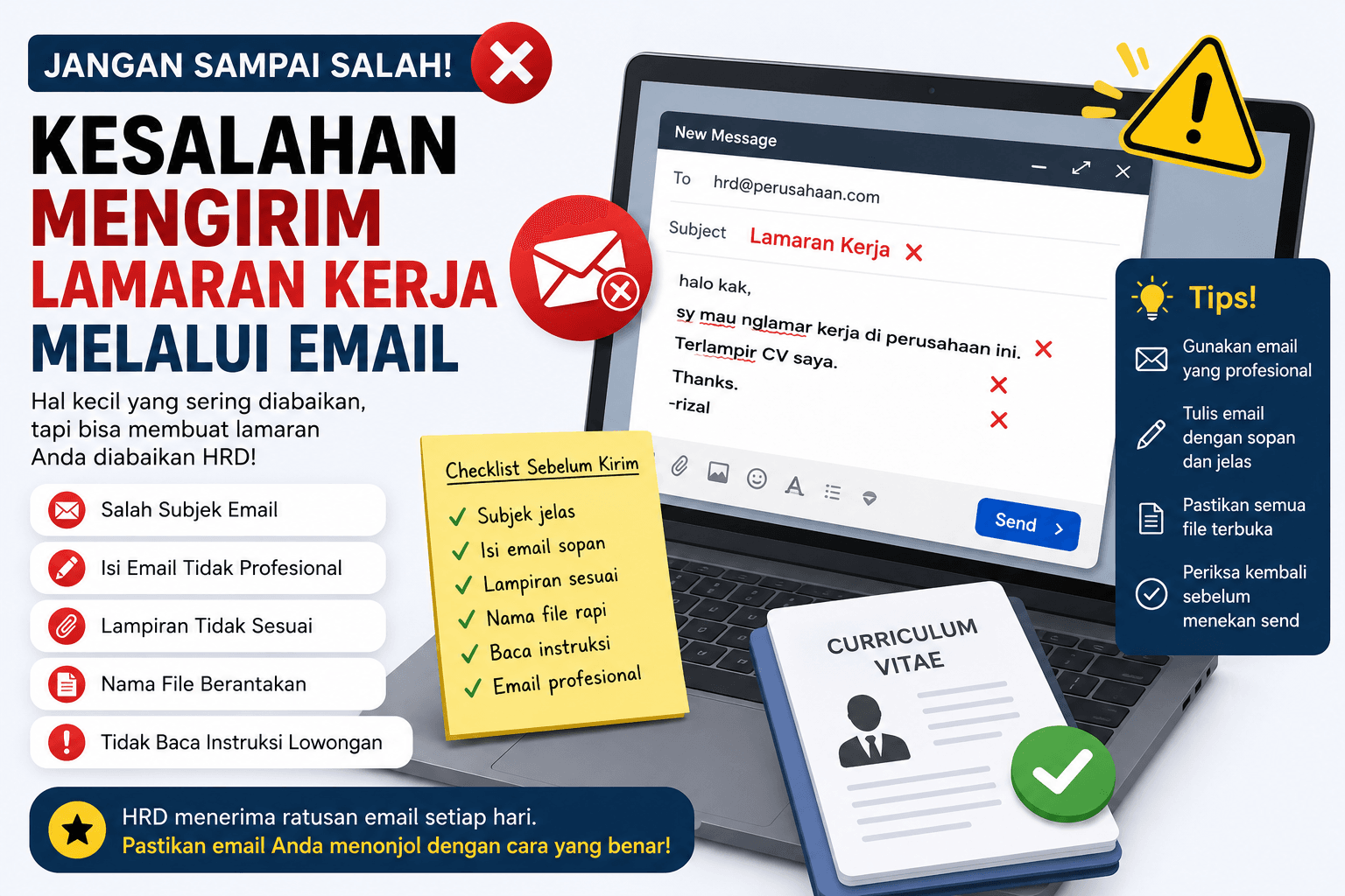 10 Kesalahan Mengirim Lamaran Kerja Melalui Email yang Membuat HRD Mengabaikan CV Anda